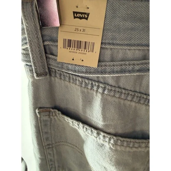 Free People Levi's XL Straight Karmas Coming Baggy Jeans Light Distressed NWT 25 - Picture 6 of 6
